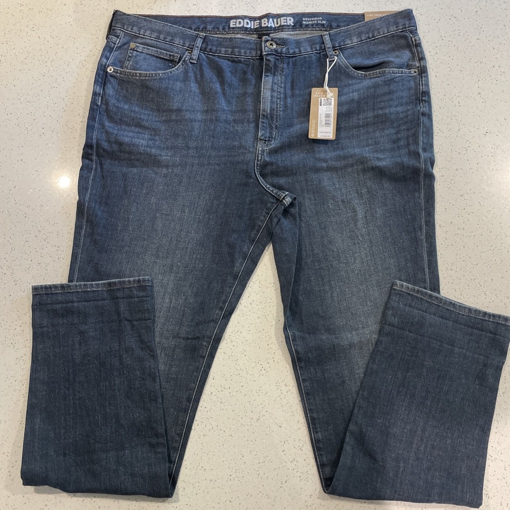 Eddie Bauer Jeans Womens 18 Tall Boyfriend Mid Rise Slim Flannel Lined 18T NWT